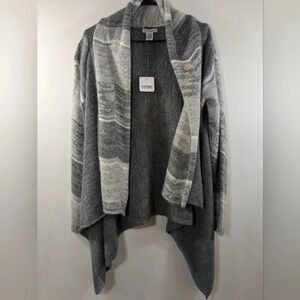 Sisters, women's wool blend knit open front cardigan gray NWT , size M/L